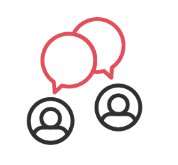 icon showing two people and speech bubbles