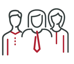 Abstract image of three female students, one wearing a tie.